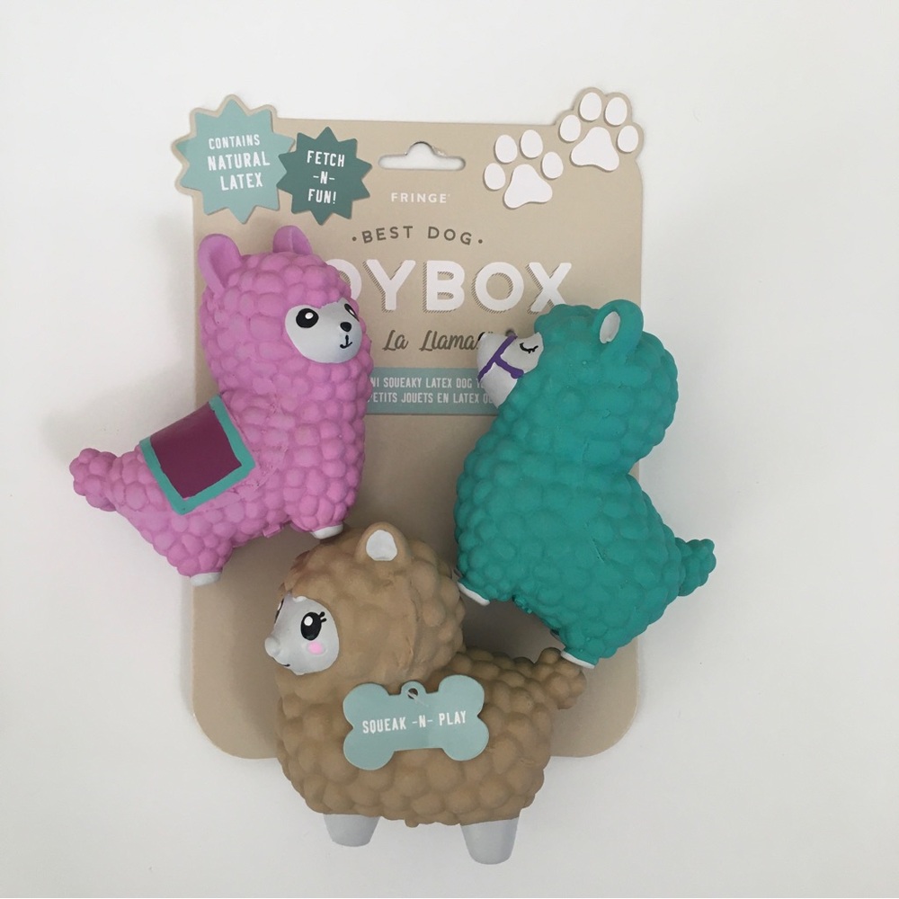 NEW 3 Dog Toys Mini Squeaky 3 Latex Fetch and Fun Small Llamas | Fringe